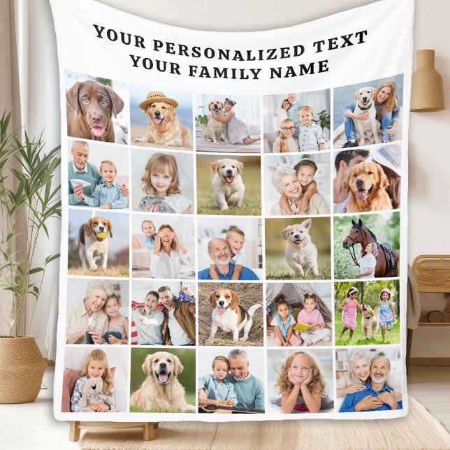 Personlig Family Photo Collage Cute 25 Bild Fleecefilt (Skapare uppladdad)