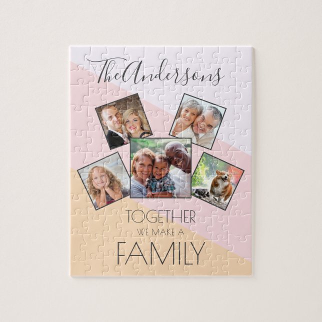 Personlig Family Photo Collage Elegant Modern Pussel (Vertikal)