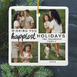 Personlig Family Photo Collage jul 2024 Julgransprydnad Keramik<br><div class="desc">Fira julhelgens glädje med vår Personlig Family Photo Collage jul 2024 Ceramic Ornament. Den här elegantens prydnadsföremål har en minimalistisk design som på ett snyggt sätt visar dina favoritfoton från familjen i en fyrfotssamling. Den är gjord av högkvalitativ keramik och ger ett hållbart och snyggt sätt att hedra minnet av...</div>