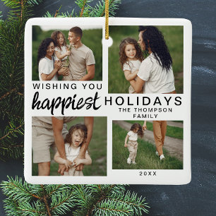 Personlig Family Photo Collage jul 2024 Julgransprydnad Keramik