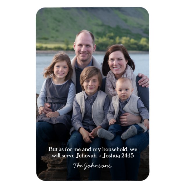 Personlig Family Photo Joshua 24:15 Magnet (Vertikal)