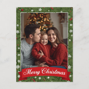 Personlig Family Photo jul Greenery Helg Vykort