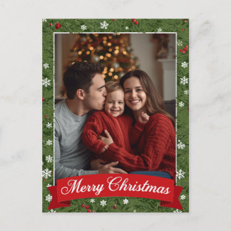 Personlig Family Photo jul Greenery Helg Vykort