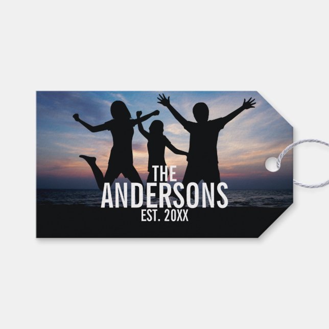 Personlig Family Photo med Family Namn Presentetikett (Framsidan (Horisontell))