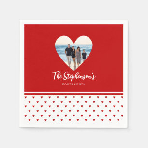 Personlig Family Photo Red Heart Ram Modern A Pappersservett