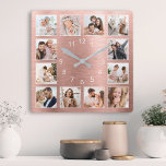 Personlig Family Photo Ro Guld Elegant Fyrkantig Klocka<br><div class="desc">Skapa enkelt din egen personlig ro metalliska muskelklocka i stil med foton från anpassningsbarna. För bästa resultat ska skörd gå till kvadrat - med skärningspunkten i mitten - före uppladdning.</div>
