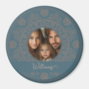 Personlig Family Porträtt Rococo Mandala, Guld Magnet