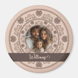 Personlig Family Porträtt Warm Neutralts Mandala Magnet