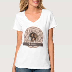 Personlig Family Porträtt Warm Neutralts Mandala T Shirt