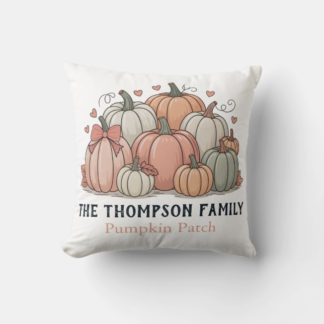 Personlig Family Pumpkin Patch Halloween Kudde (Framsida)