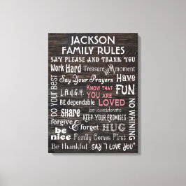 Personlig "Family Regler" Canvastryck