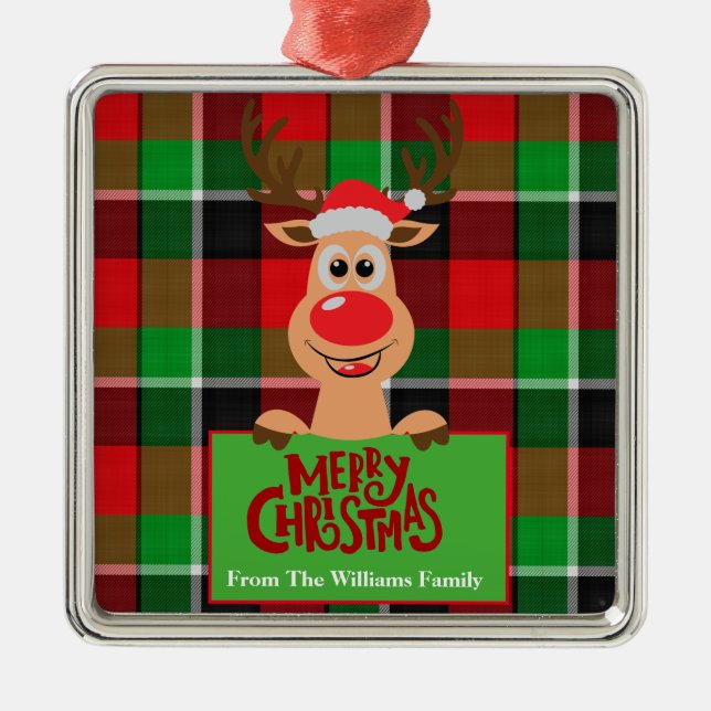 Personlig Family Reindeer jul Julgransprydnad Metall (Framsidan)
