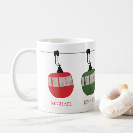 Personlig Family Retro Ski Hiss Illustration Kaffemugg