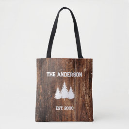 Personlig Family Rustic Wood Nature Tote Bag Tygkasse