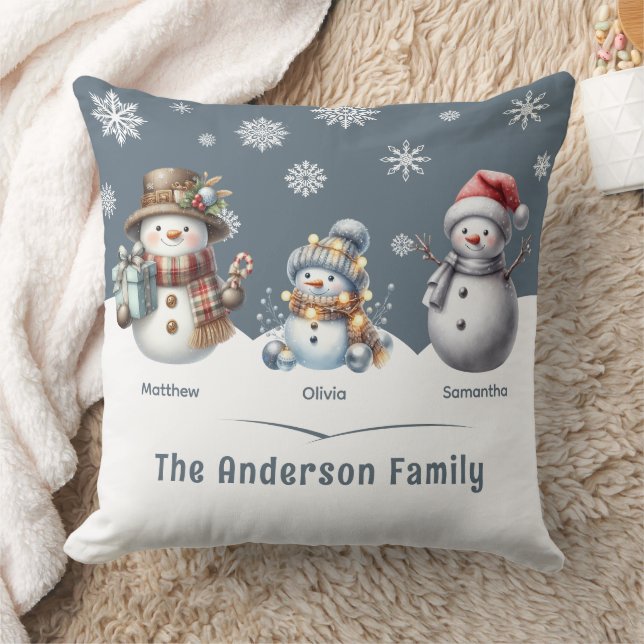 Personlig Family Snögubbe Helgdag Kudde (Filt)