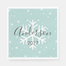 Personlig Family Snowflake Papper Napkins