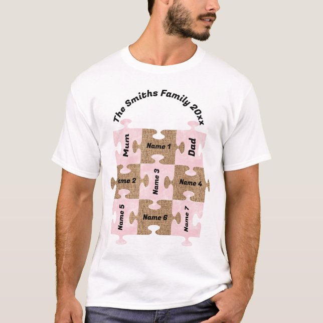 Personlig Family T-Shirt - Nine Puzzle Delar (Framsida)