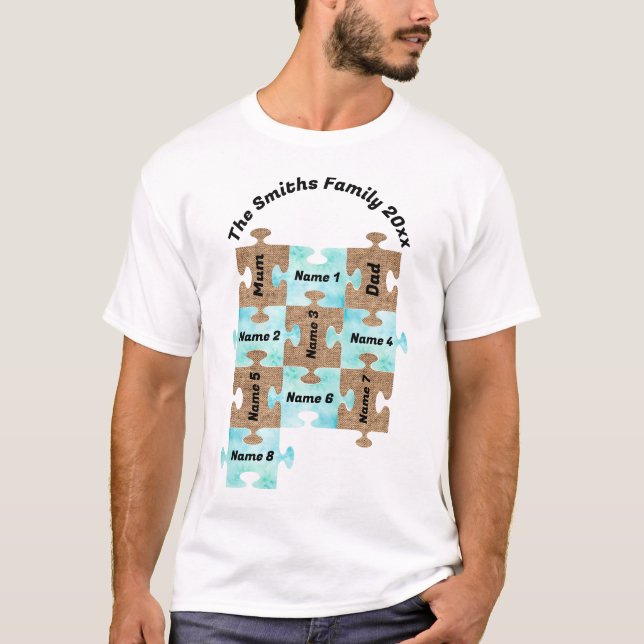 Personlig Family T-Shirt - Ten Puzzle Delar (Framsida)