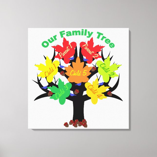 Personlig Family Träd (Family of 7) Canvas (Framsida)