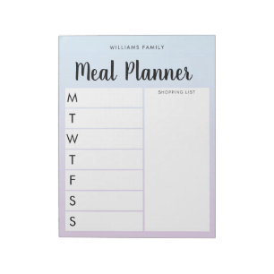 Personlig Family Weekly Meal Planner Anteckningsblock