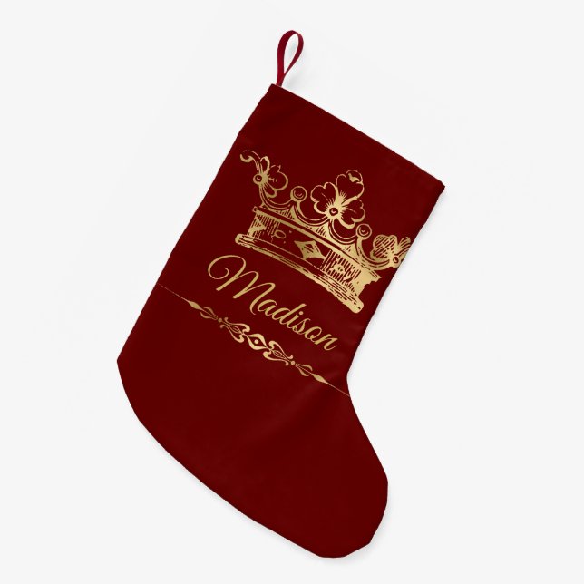 Personlig fancy guldkrona liten julstrumpa (Framsidan (Hängande))