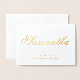 Personlig fancy script brudtack tackkort folierat kort