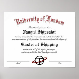 Personlig Fandom Diploma Poster