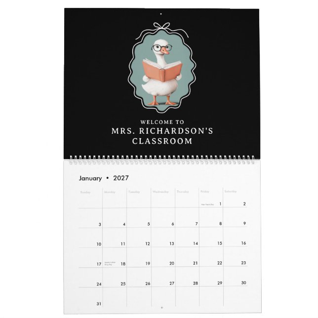 Personlig Fånig Goose Teacher Klubb Classroom Kalender (Jan 2027)