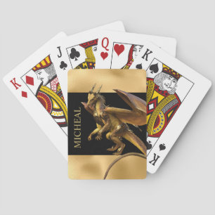 Personlig Fantasi Namn på Guld Drak Casinokort