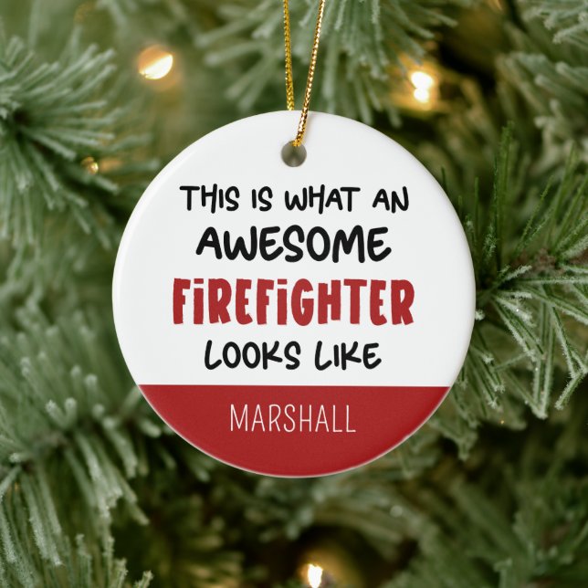 Personlig Fantastisk Firefighter Funny Firefighter Julgransprydnad Keramik (Träd)