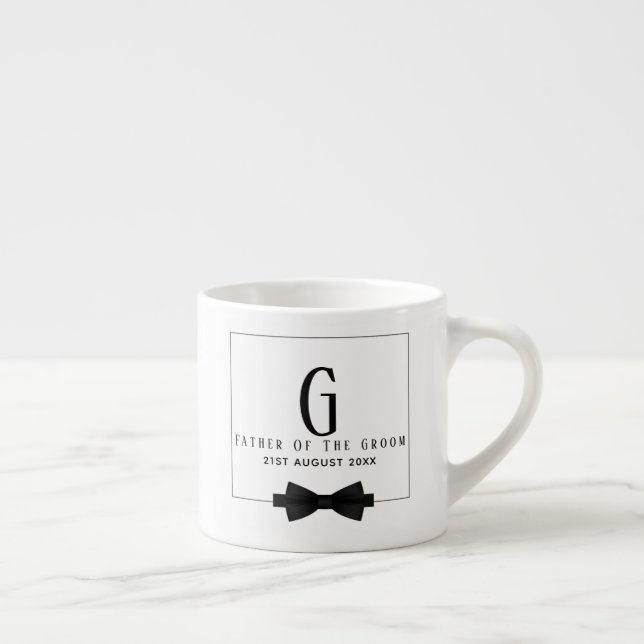 Personlig Far i Groom Monogram Bow Tie Espressomugg (Höger)