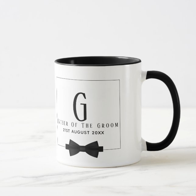 Personlig Far i Groom Monogram Bow Tie Mugg (Höger)