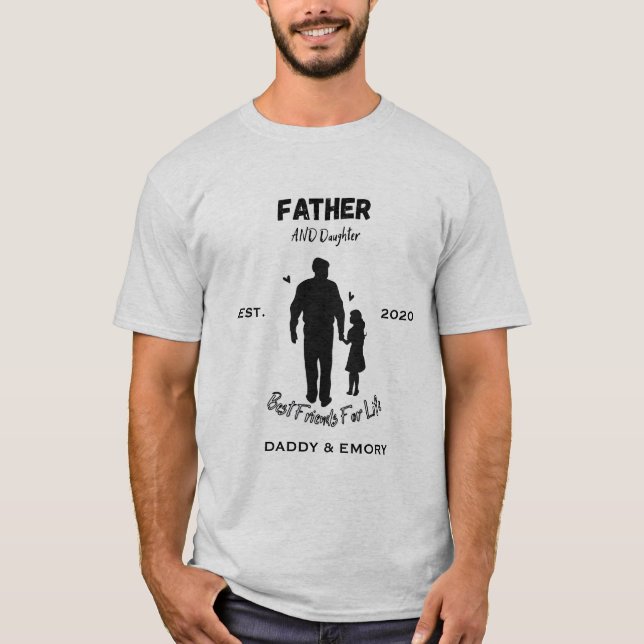 Personlig far och dotter bästa vänner för  t shirt (Framsida)