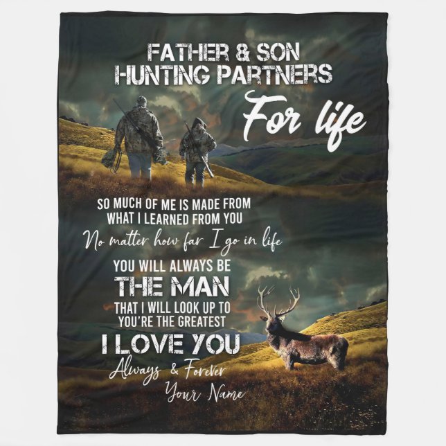Personlig Far och Son Hunting Fleece Blanket (Framsidan)