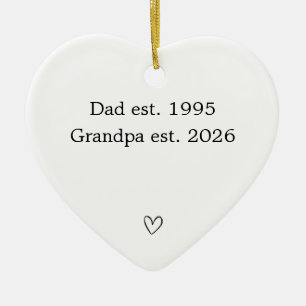 Personlig far till farfar hjärta julgransprydnad keramik