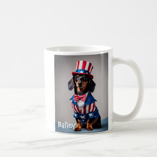 Personlig farbror Sam Dachshund Mugg (Höger)