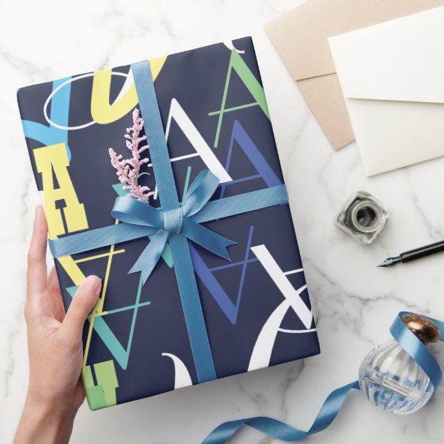 personlig färg barn initialt mönster på blå presentpapper (Gifting)