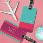 Personlig Färg Block Turcos Rosa Lila Bagagebricka<br><div class="desc">Modern och snyggt färg blockerar bagagetaggen i turkos, rosa och lila. Anpassa den här märkrn med din information och om du vill ha fler alternativ som att ändra teckensnittet så klickar du storlekt på knappen "Anpassa". *Observera att Zazzle Watermark som visas i zoomförhandsvisningen inte visas på den färdiga tryckta produkten....</div>