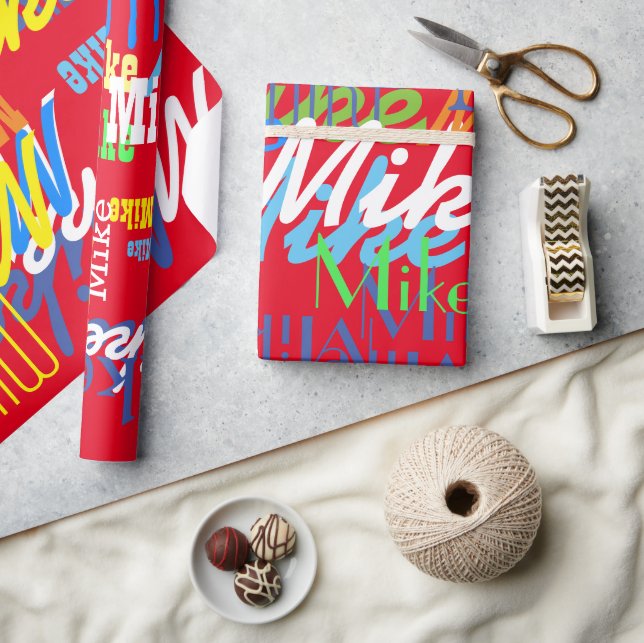 Personlig färg pojkar namn mönster presentpapper (Hantverk)