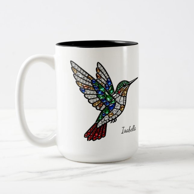 Personlig Färgad Glas Kolibri Mugg (Vänster)