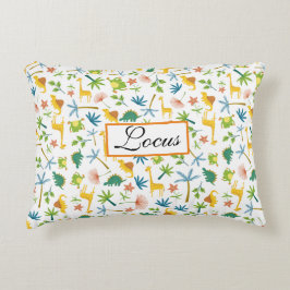 Personlig - färgad safari-daghem giraffe-pojke prydnadskudde