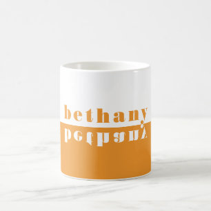 Personlig färgblock-spegelskrift Orange Kaffemugg