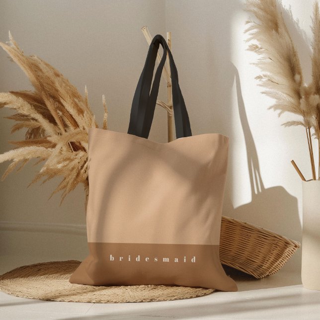 Personlig färgblockering med rodnad tygkasse (Blush pink color block personalized bridesmaid tote bag.)