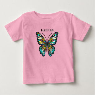 Personlig Färgfärgad kolvstensfärgad glasfjäril T Shirt