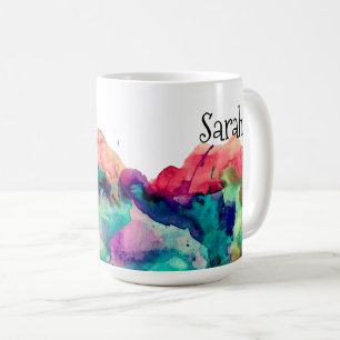Personlig Färgfärgad vattenfärgsfärgfärgsplator 2 Kaffemugg