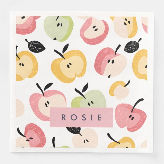 Personlig Färgfärgat kute Apple Mönster Pappersservett (Framsida)