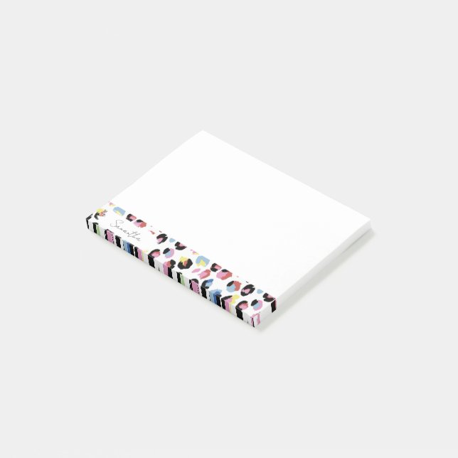 Personlig Färgfull djurutskrift PostIT-anteckninga Post-it Block (Vinklad)