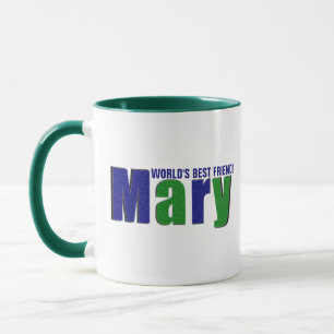Personlig Färgfull "Mary" Namn, Grönt och blå Mugg