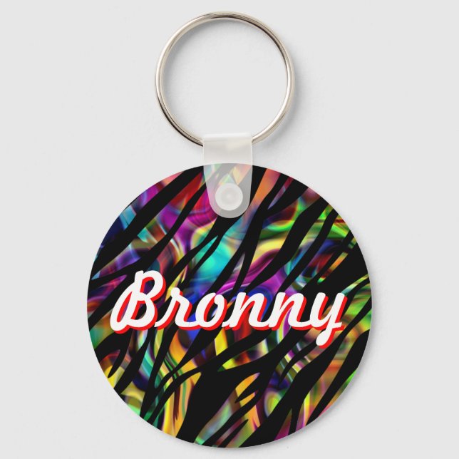 Personlig Färgfull nyckelkedja för Zebra-design Nyckelring (Framsida)