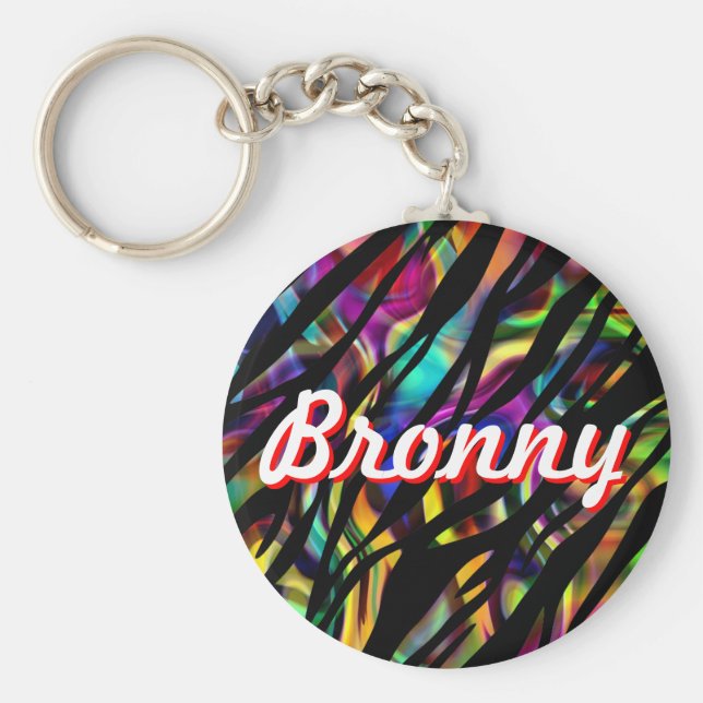 Personlig Färgfull nyckelkedja för Zebra-design Nyckelring (Framsidan)